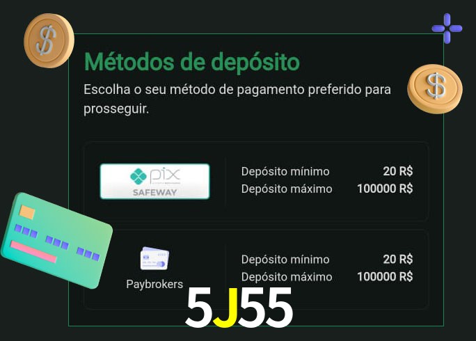 O cassino 5J55 oferece uma grande variedade de métodos de pagamento